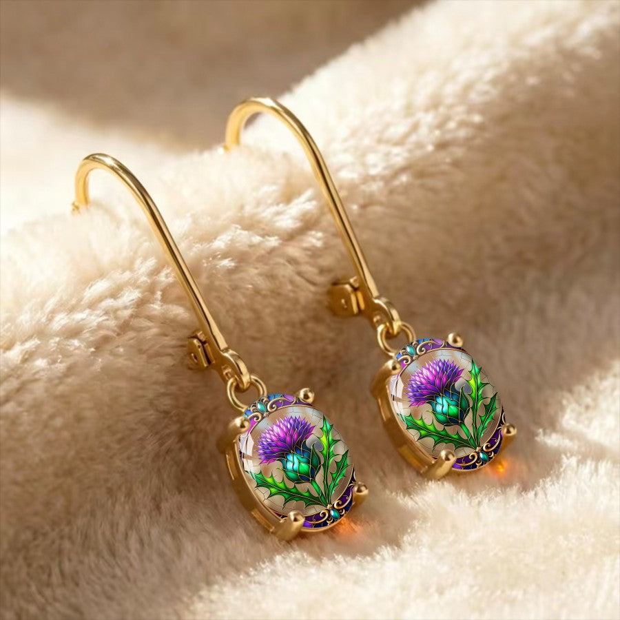 Purple Thistle Glass Earrings