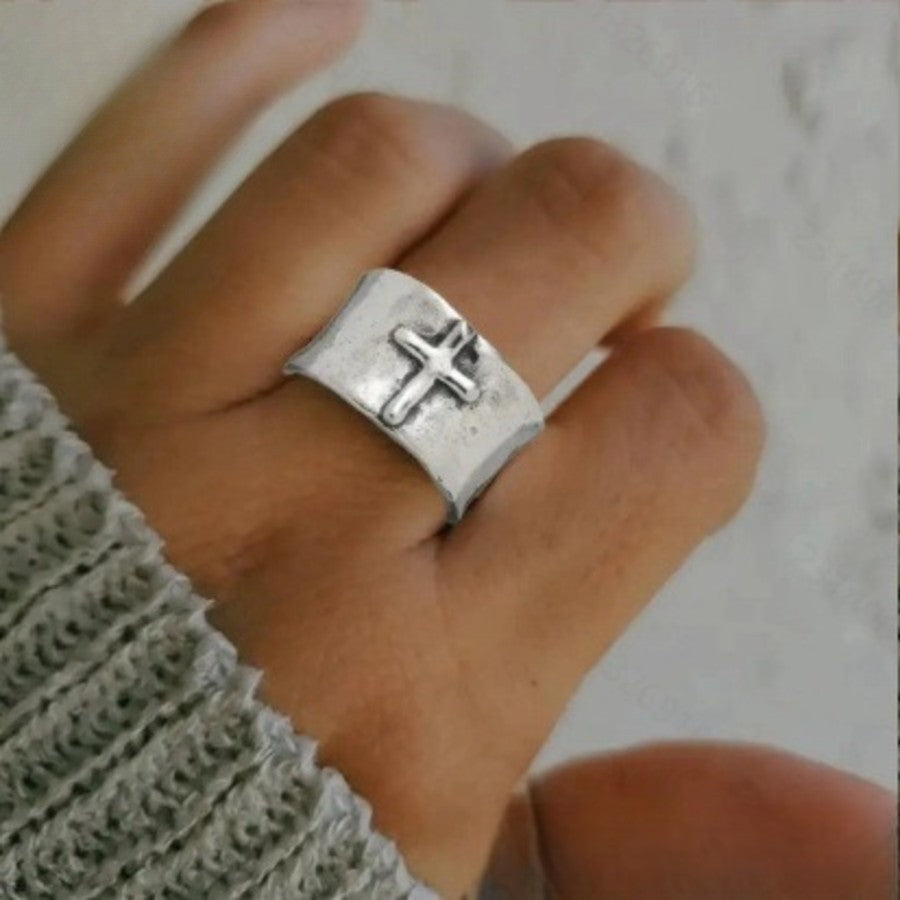 Wide Cross Statement Ring