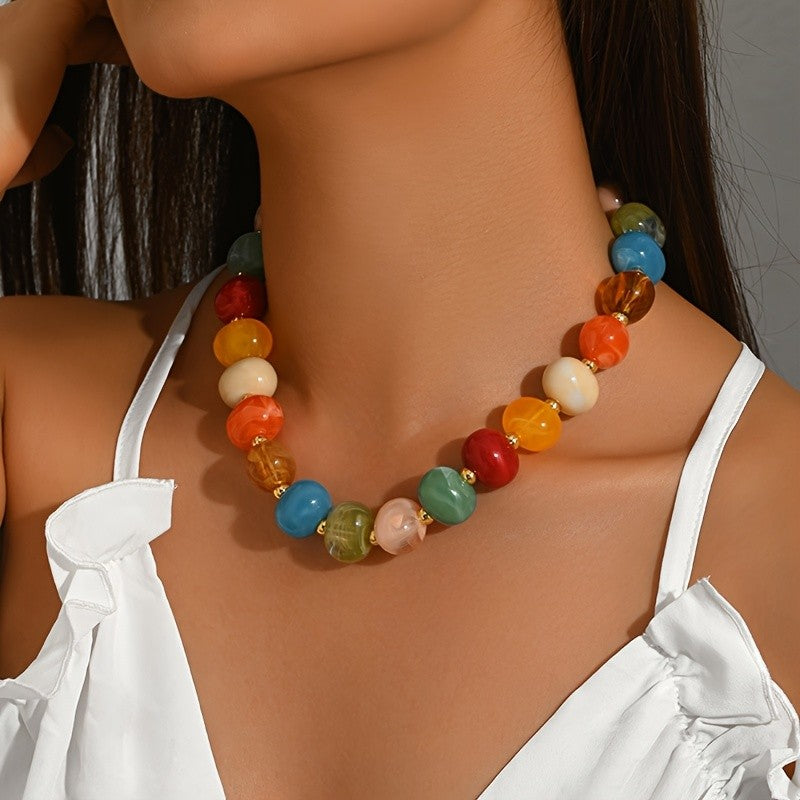 Multicolor Acrylic Bead Necklace