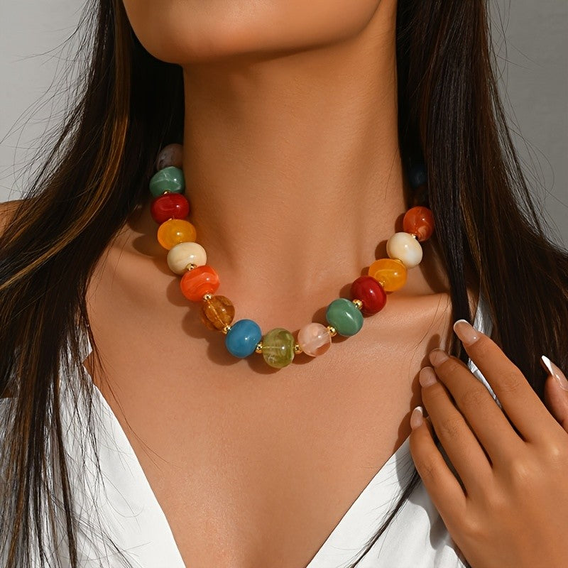 Multicolor Acrylic Bead Necklace