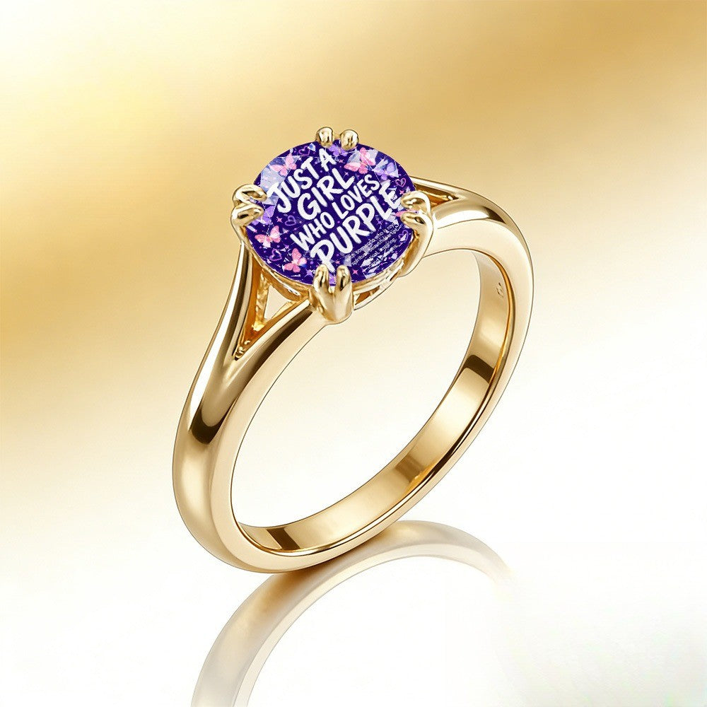 Purple Butterfly Quote Ring