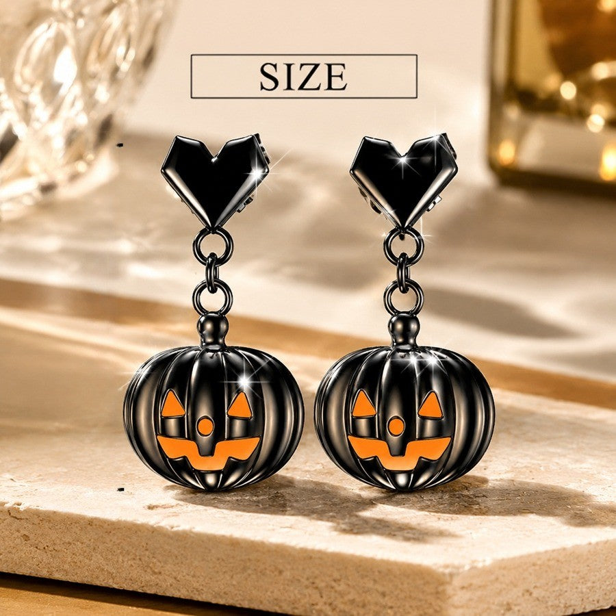 Black Pumpkin & Heart Drop Jewelry Set