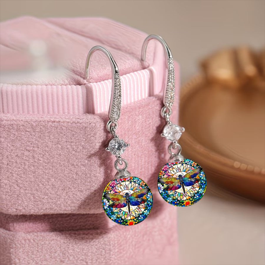Colorful Dragonfly Round Earrings