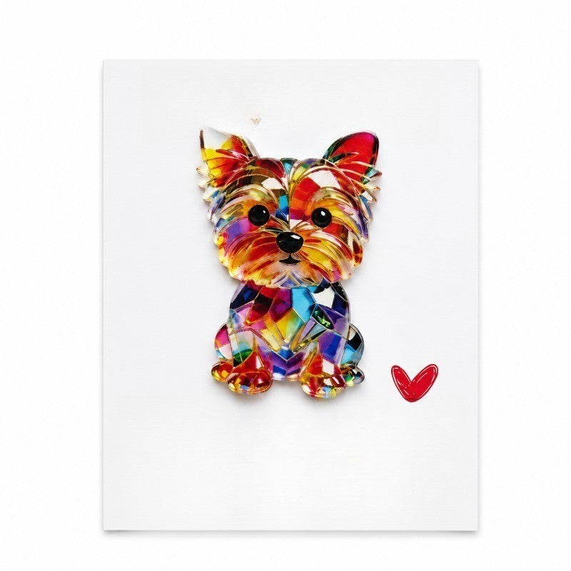 Colorful Yorkshire Terrier Pocket Hug Brooch