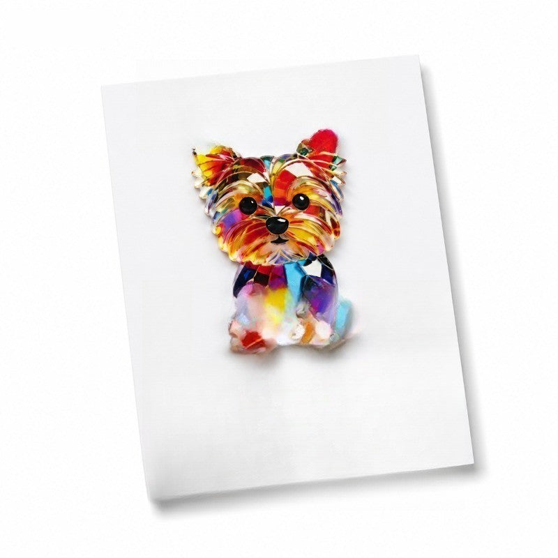 Colorful Yorkshire Terrier Pocket Hug Brooch