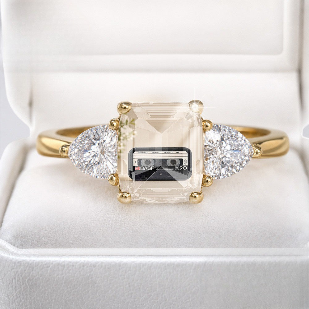 Retro Cassette Three-Stone Ring