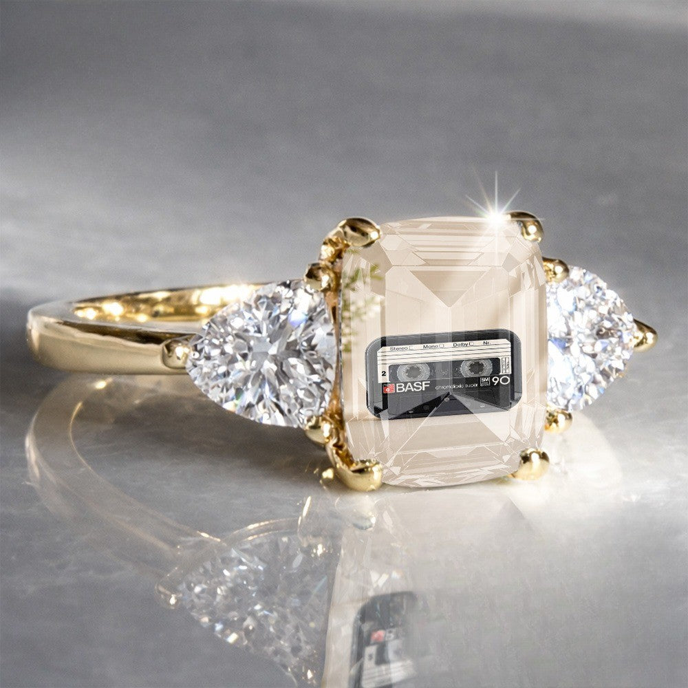 Retro Cassette Three-Stone Ring