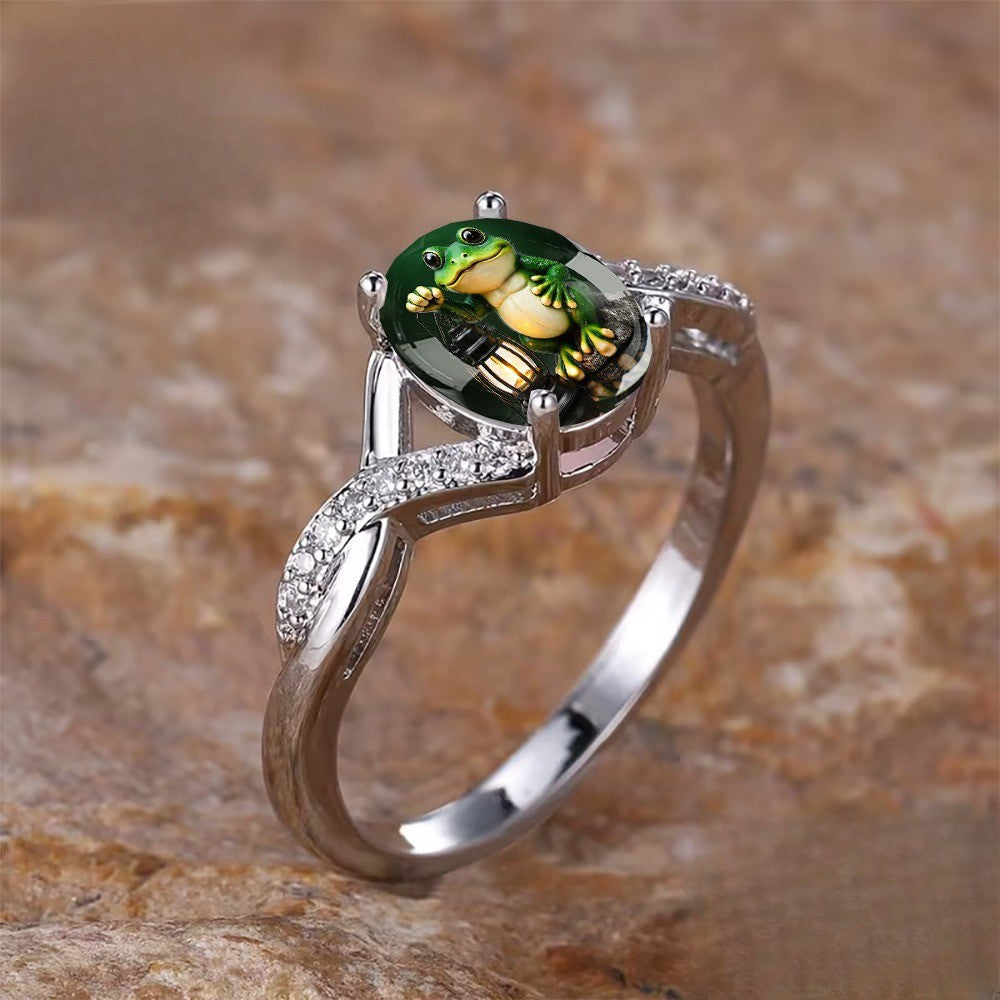Green Frog Lantern Ring