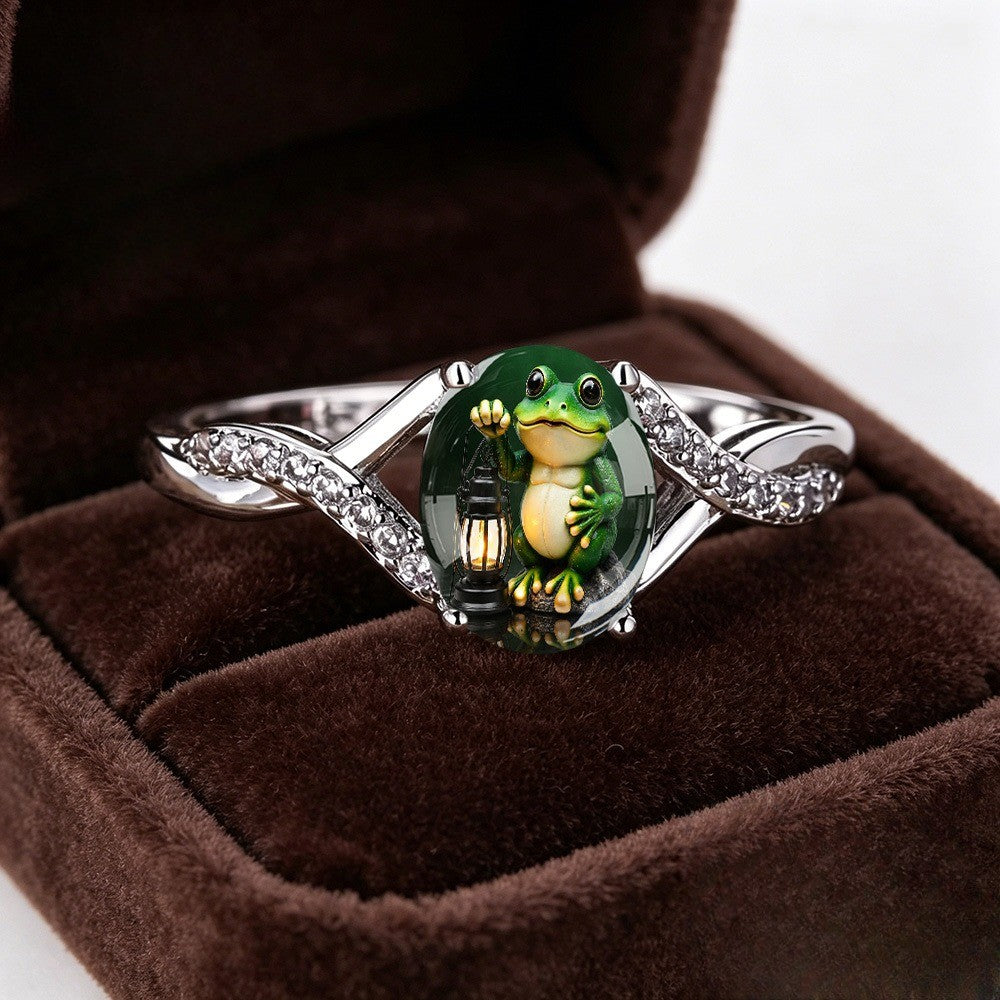 Green Frog Lantern Ring