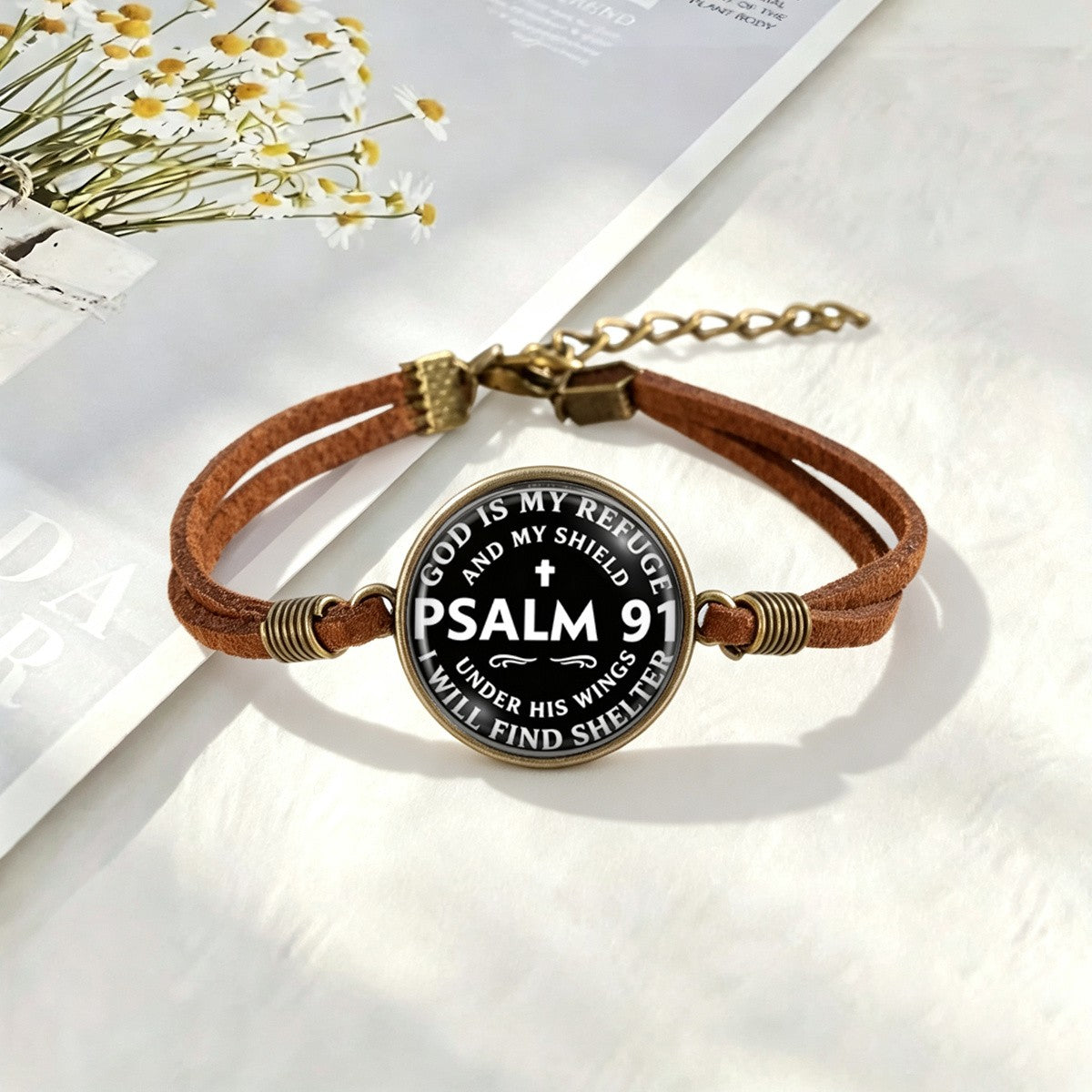 Psalm 91 Round Glass Bracelet