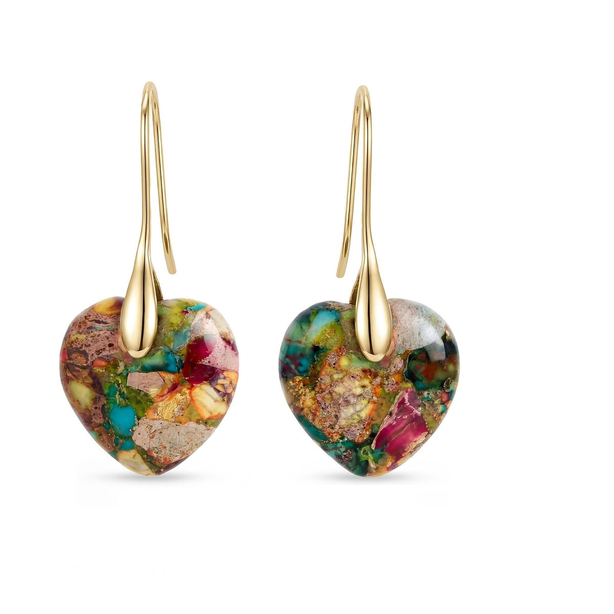 Multicolor Stone Heart Drop Earrings