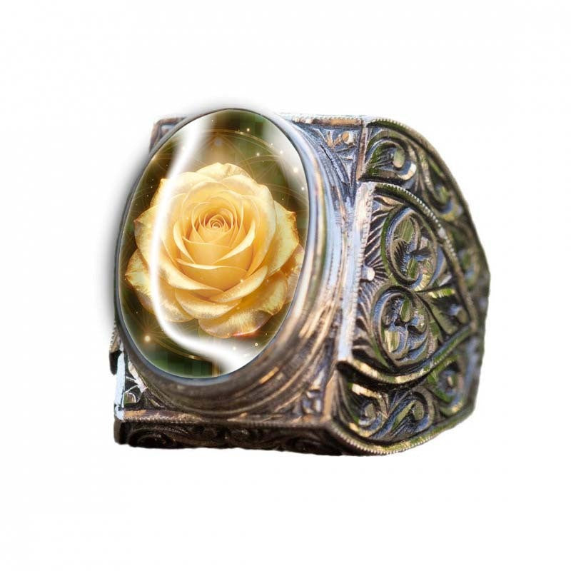 Yellow Rose Oval Statement Ring