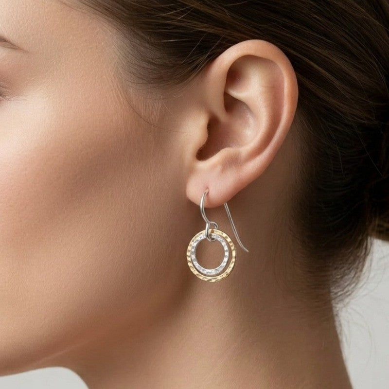 Hammered Double Circle Earrings
