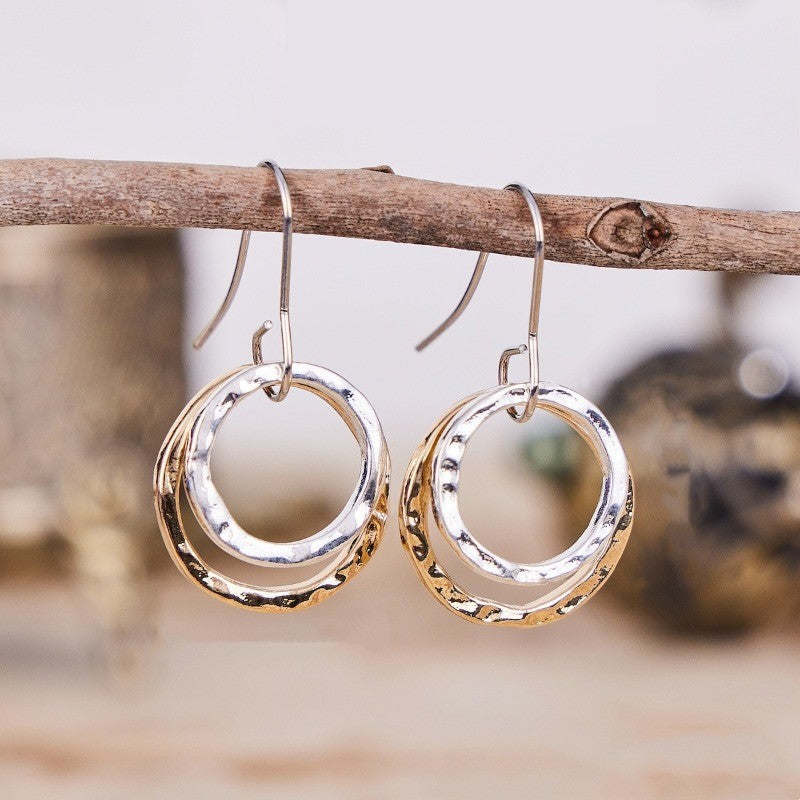 Hammered Double Circle Earrings