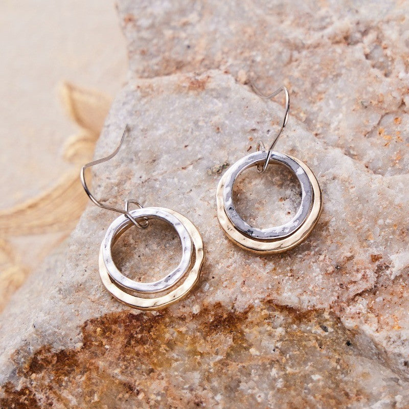 Hammered Double Circle Earrings