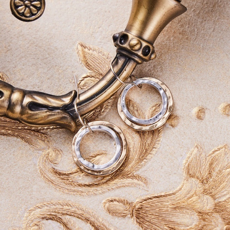 Hammered Double Circle Earrings