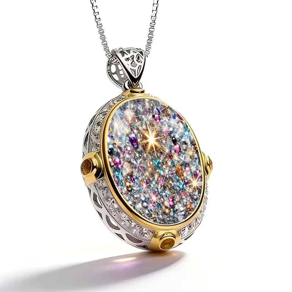 Multicolor Crystal Oval Pendant Necklace