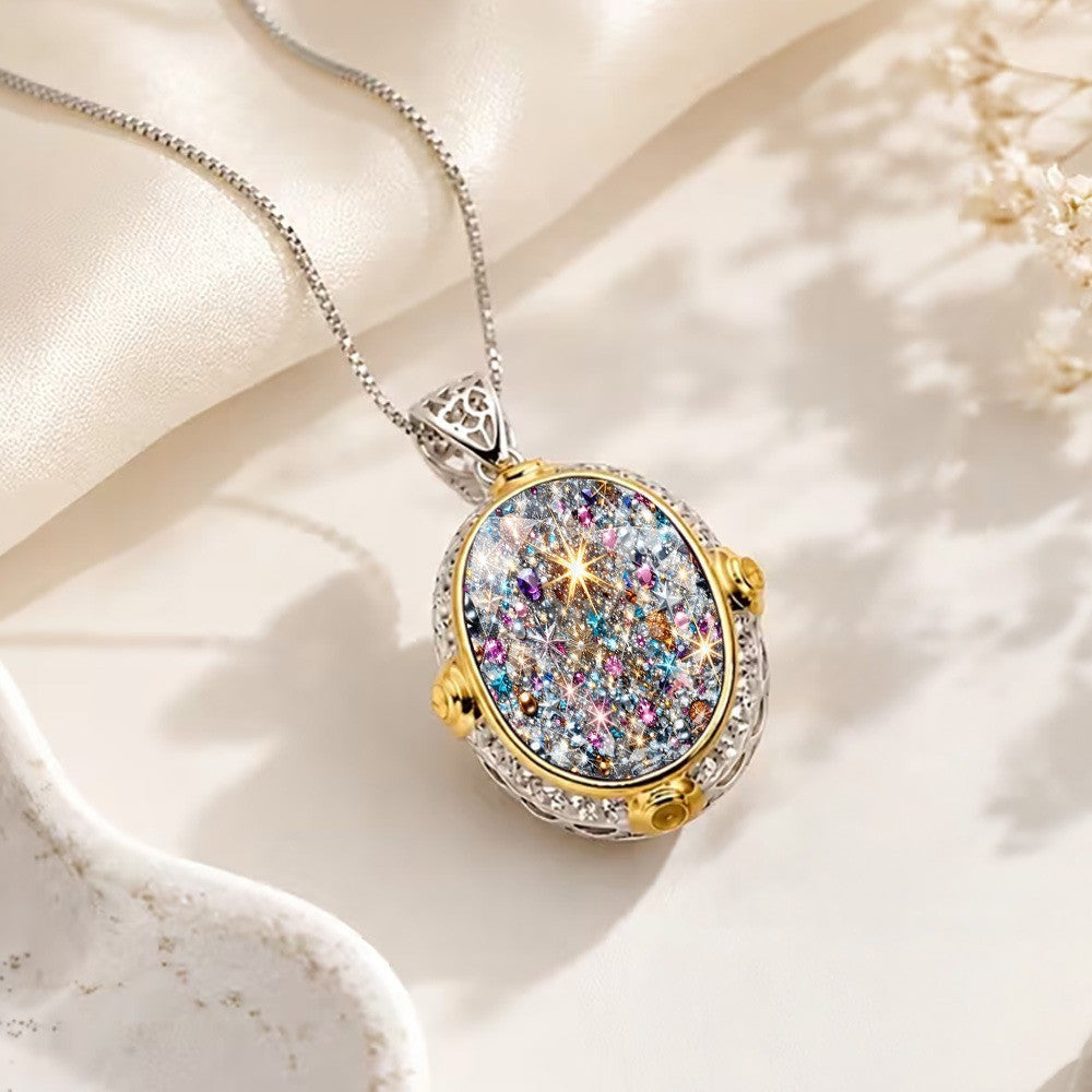 Multicolor Crystal Oval Pendant Necklace