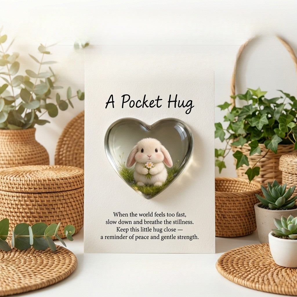 Heart Bunny Pocket Hug Card