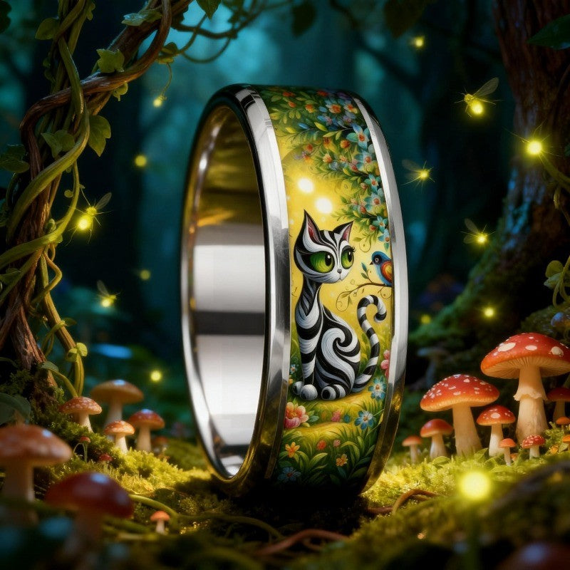 Striped Cat Forest Ring