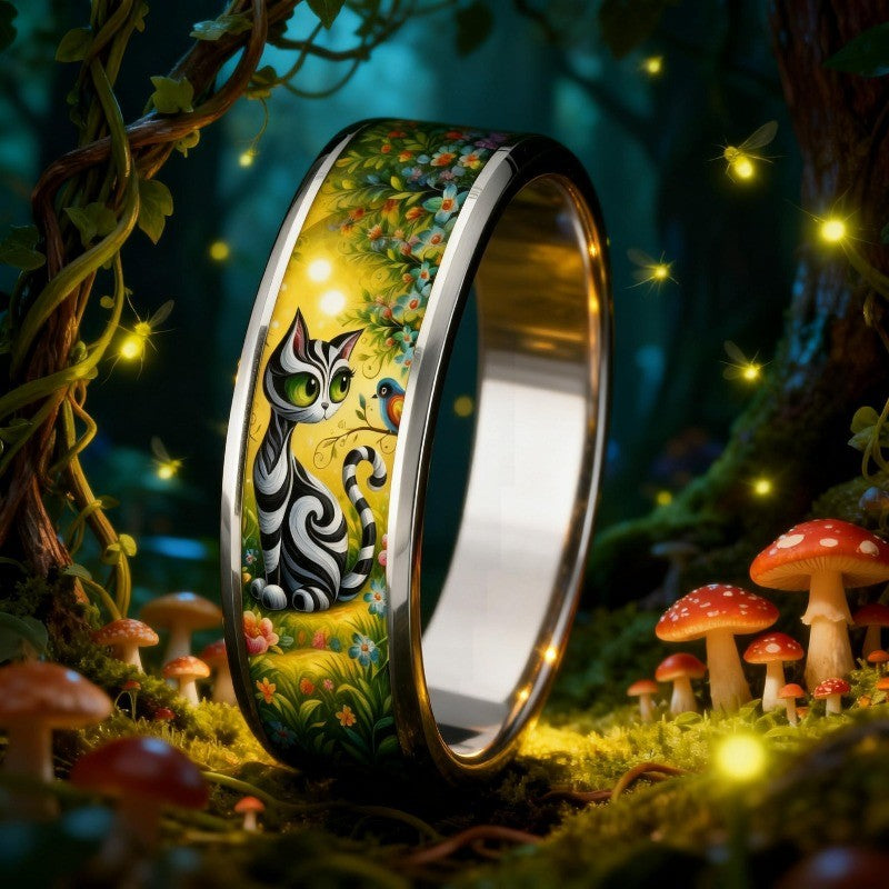 Striped Cat Forest Ring