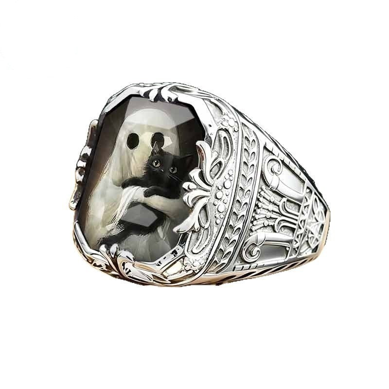 Cat Illustration Square Ring