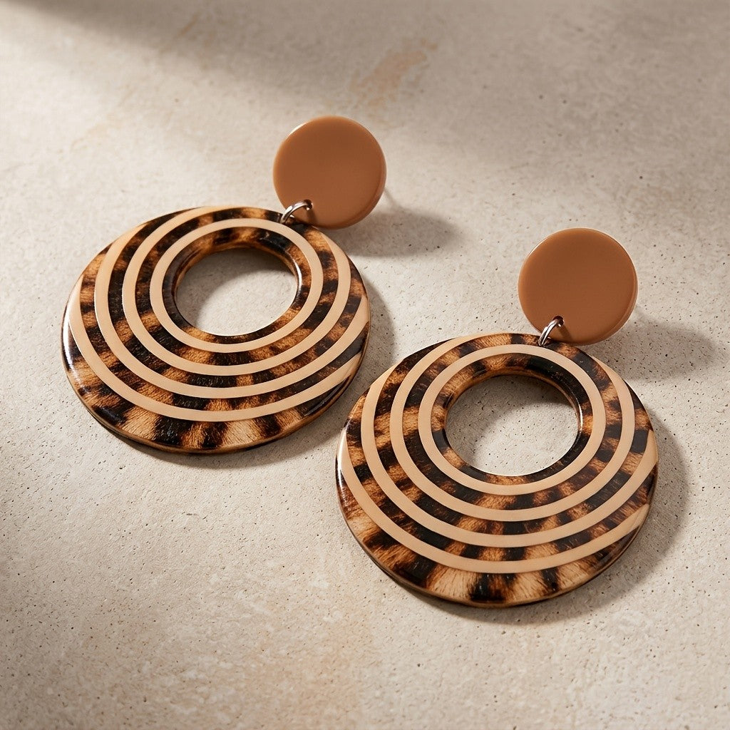 Leopard Concentric Circle Earrings