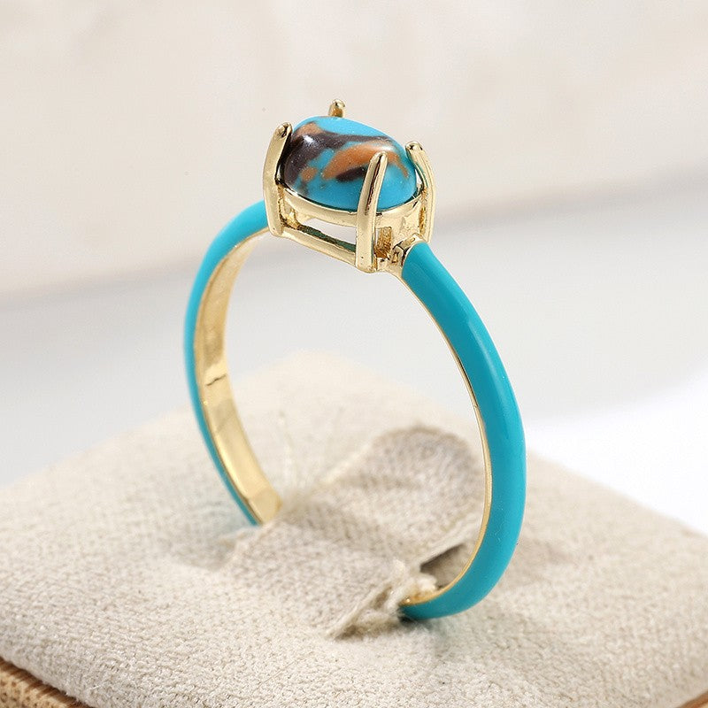Blue Stone Hoop Ring