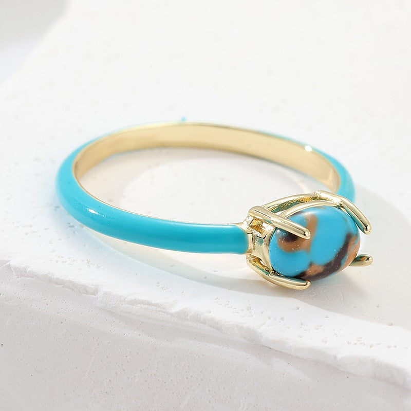 Blue Stone Hoop Ring