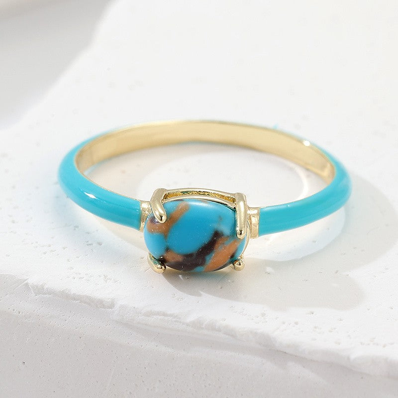 Blue Stone Hoop Ring