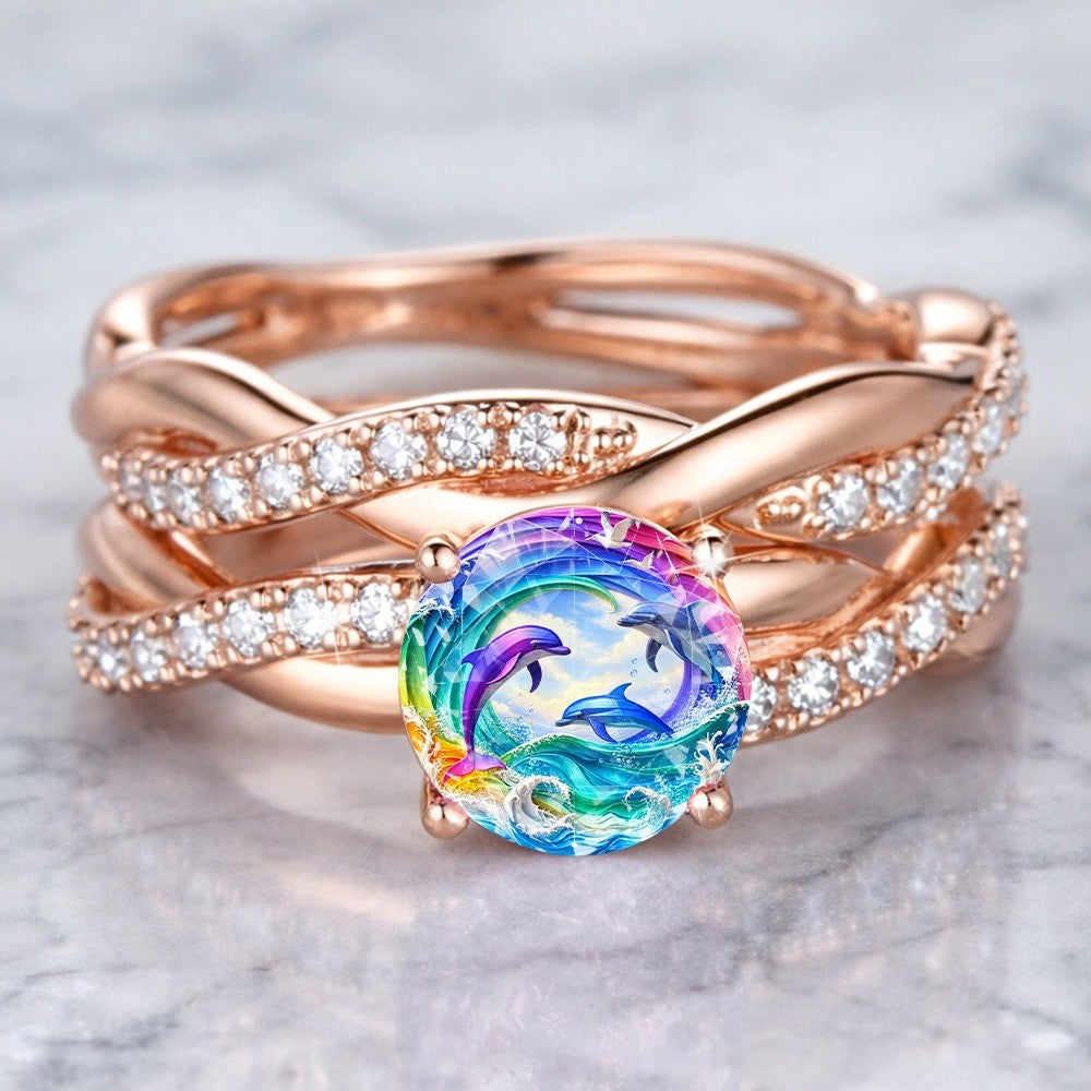 Rainbow Dolphin Ring
