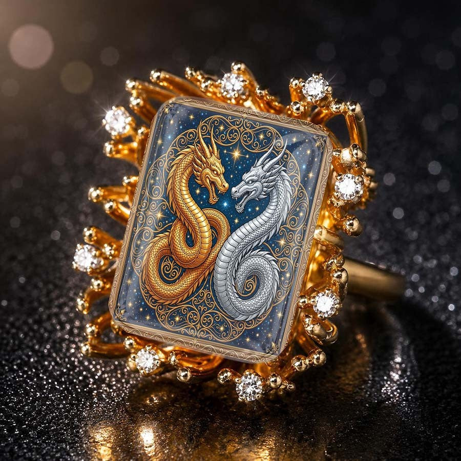 Starry Night Dragon Square Ring