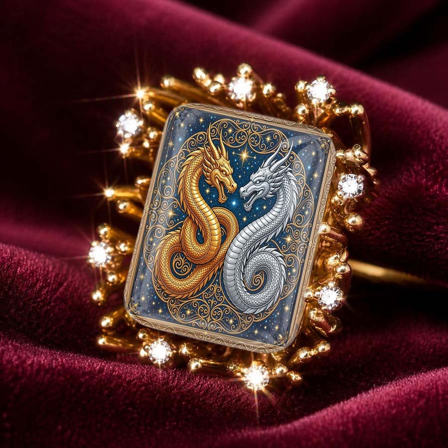 Starry Night Dragon Square Ring