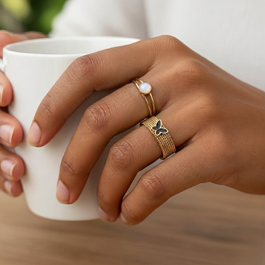 Black Butterfly Mesh Ring