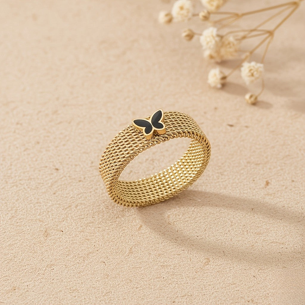 Black Butterfly Mesh Ring