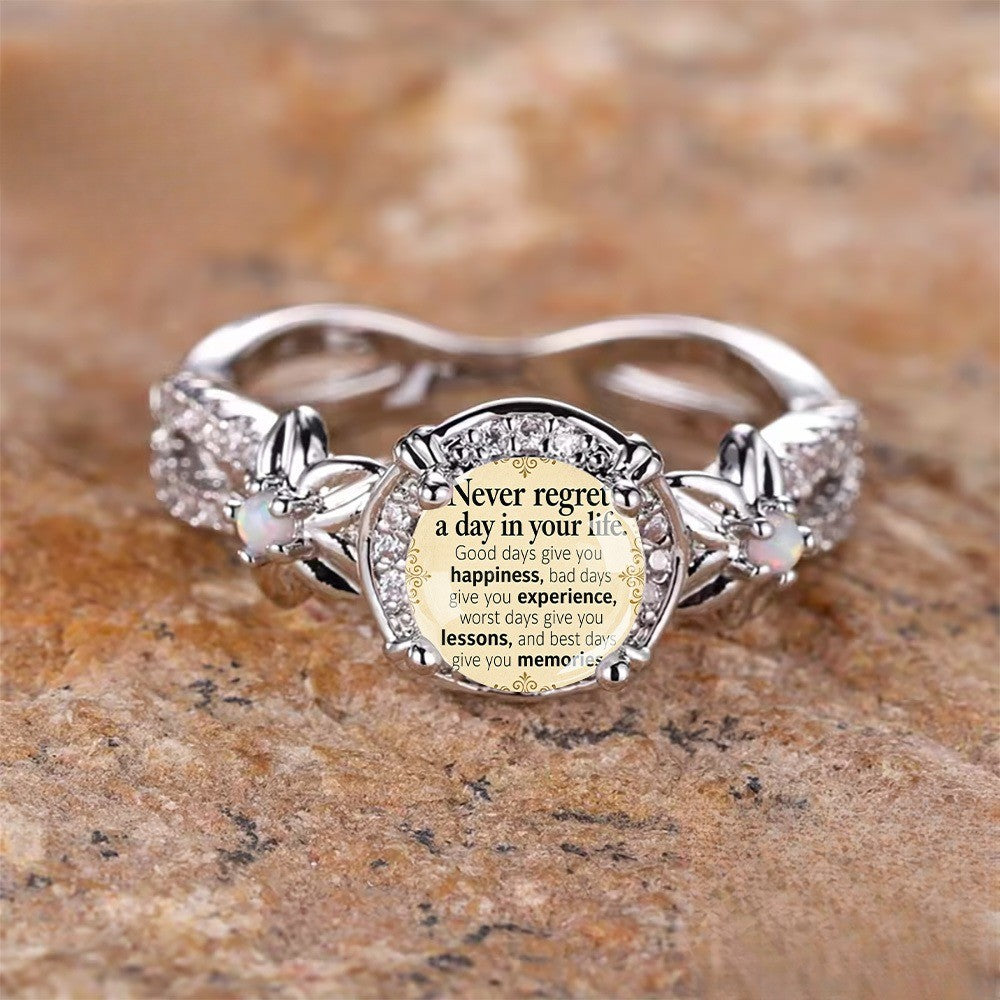 Inspirational Quote Floral Ring