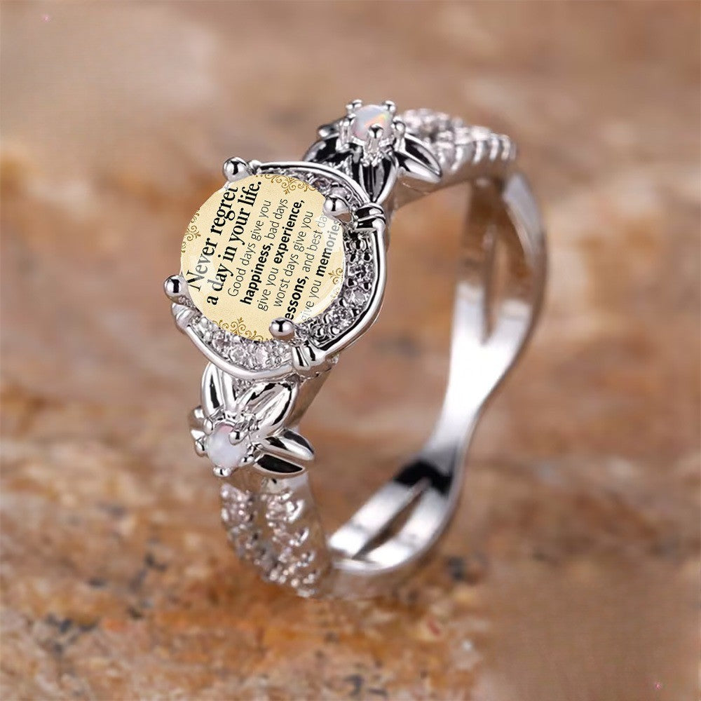 Inspirational Quote Floral Ring