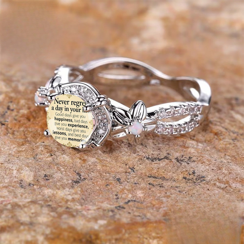 Inspirational Quote Floral Ring