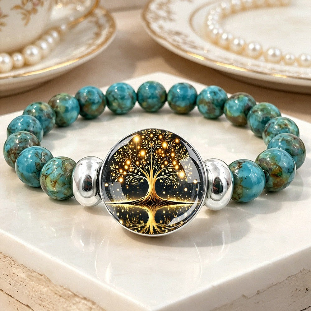 Turquoise Bead Tree of Life Reflection Bracelet