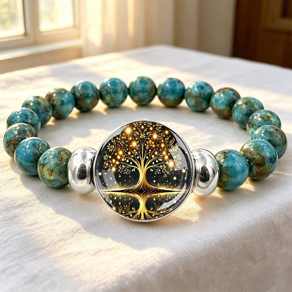 Turquoise Bead Tree of Life Reflection Bracelet