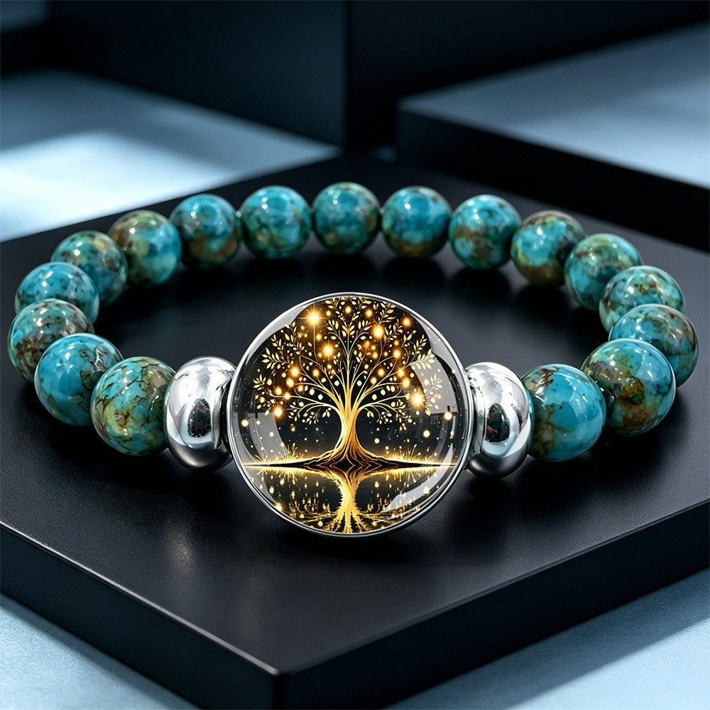Turquoise Bead Tree of Life Reflection Bracelet