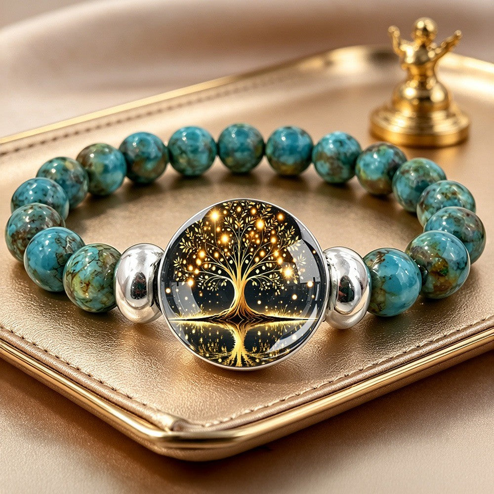 Turquoise Bead Tree of Life Reflection Bracelet