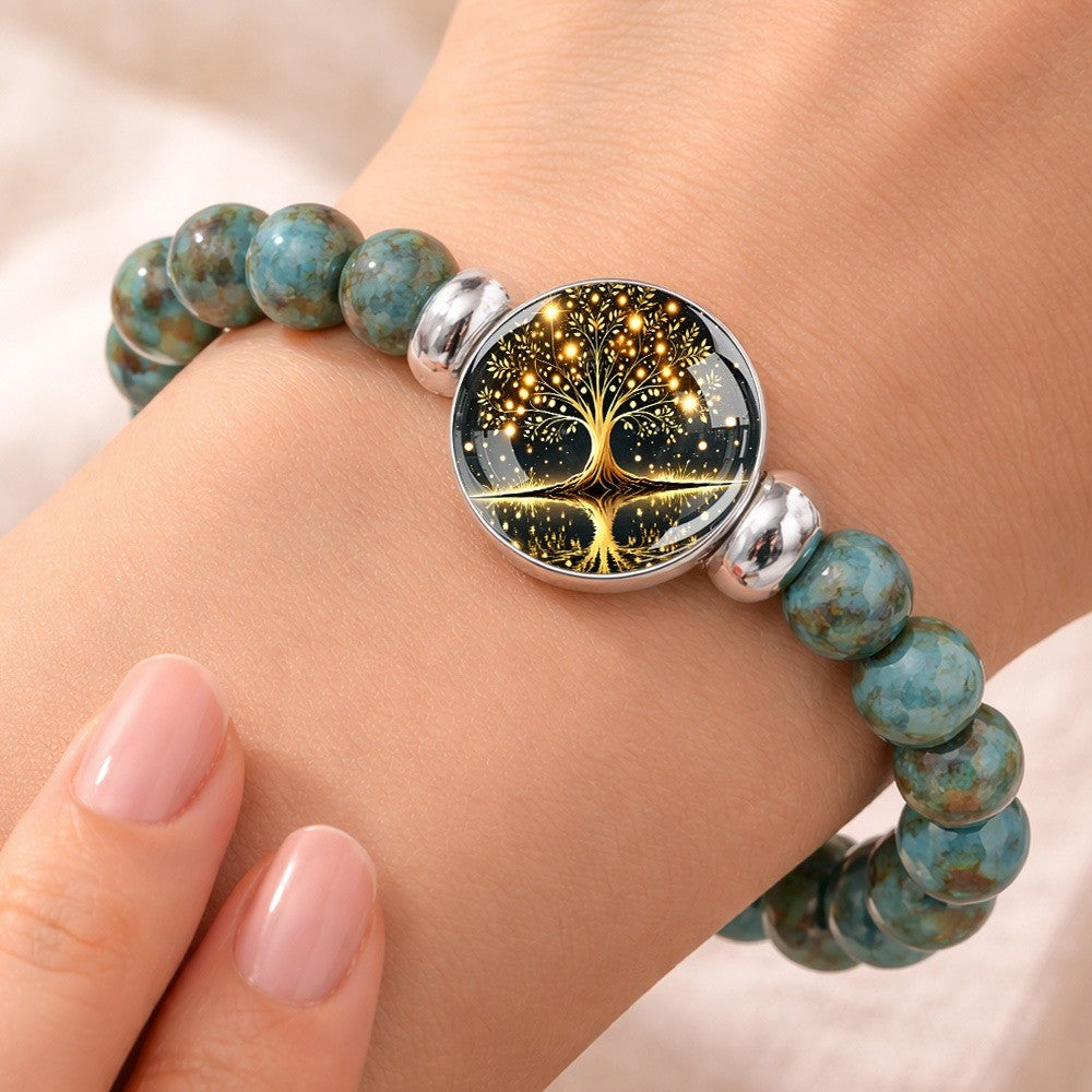 Turquoise Bead Tree of Life Reflection Bracelet