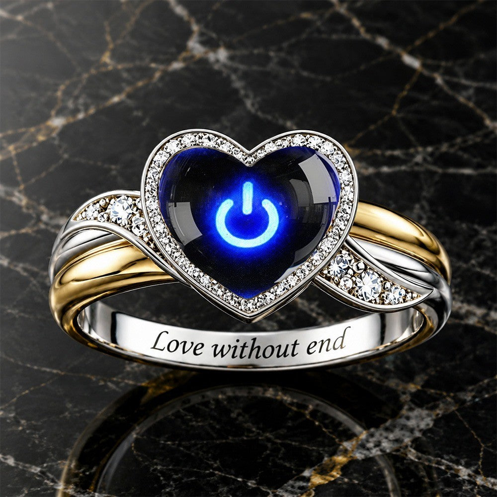 Blue Glow Heart Ring