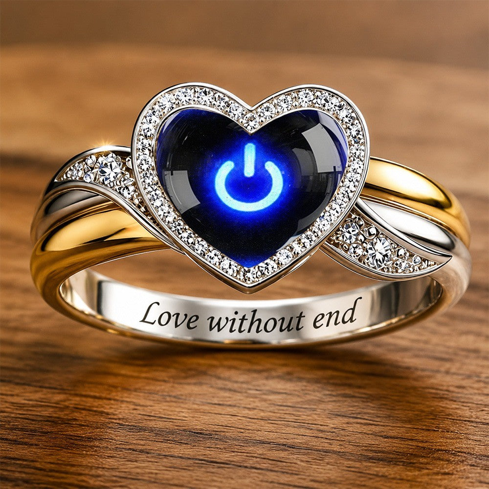 Blue Glow Heart Ring