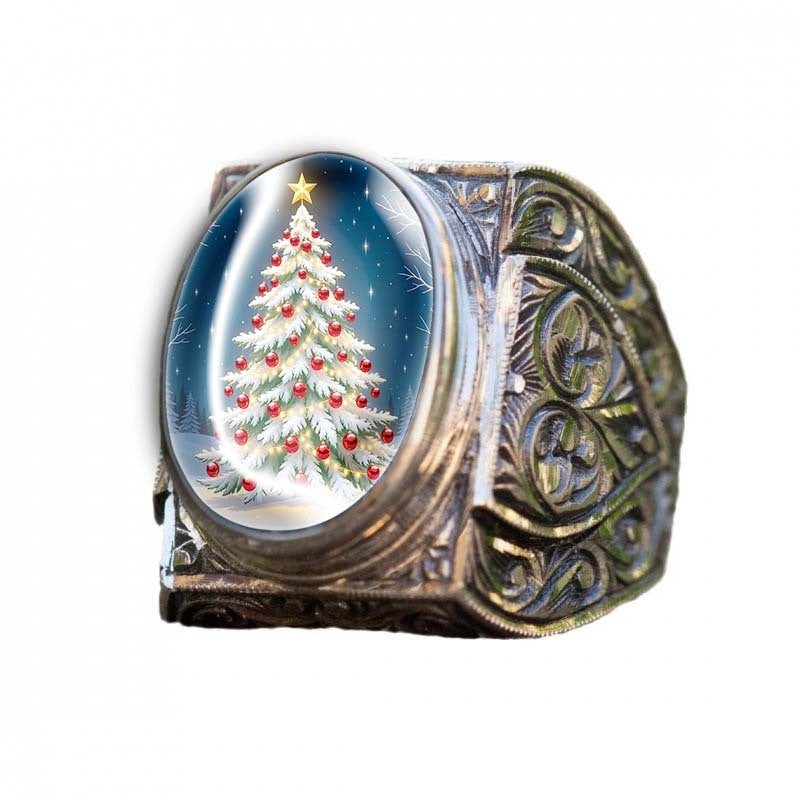 Ornate Oval Christmas Tree Ring