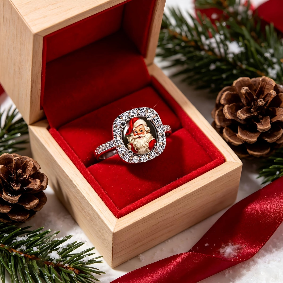 Santa Claus Crystal Halo Ring