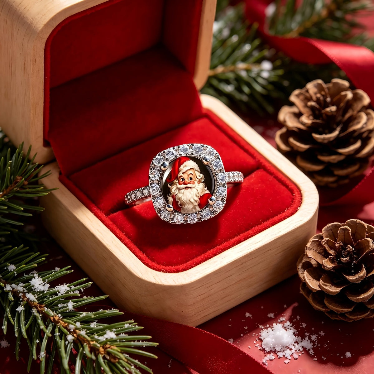 Santa Claus Crystal Halo Ring