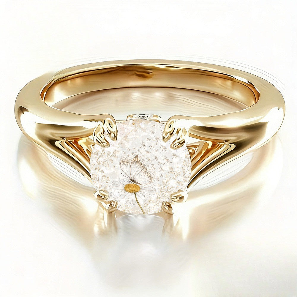 Butterfly & Daisy Glass Ring