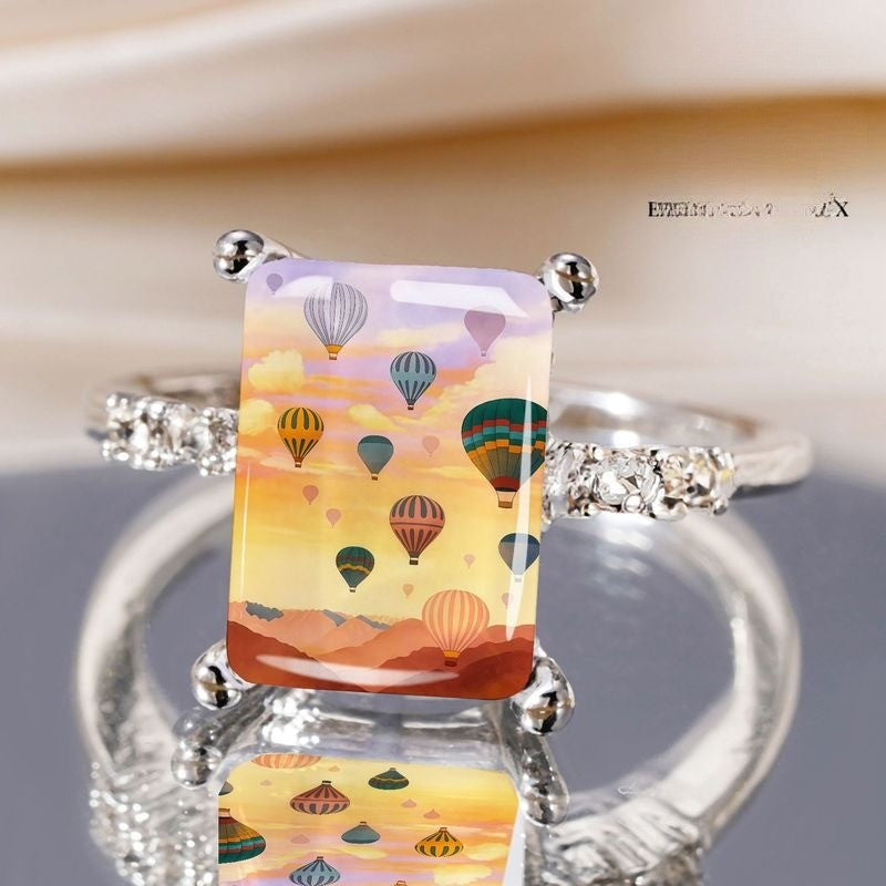 Hot Air Balloon Rectangular Ring